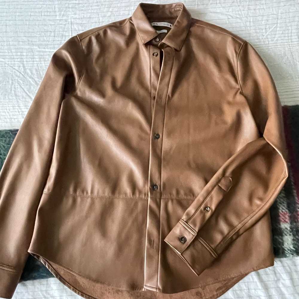 Zara Faux Leather Shirt - Large